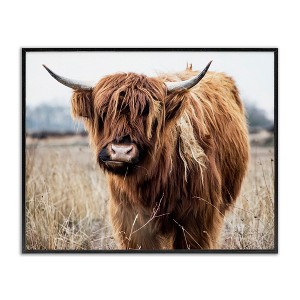 Stupell Industries Grazing Longhorn Cattle Farmland Animal Portrait Black Framed Giclee Art - 1 of 4