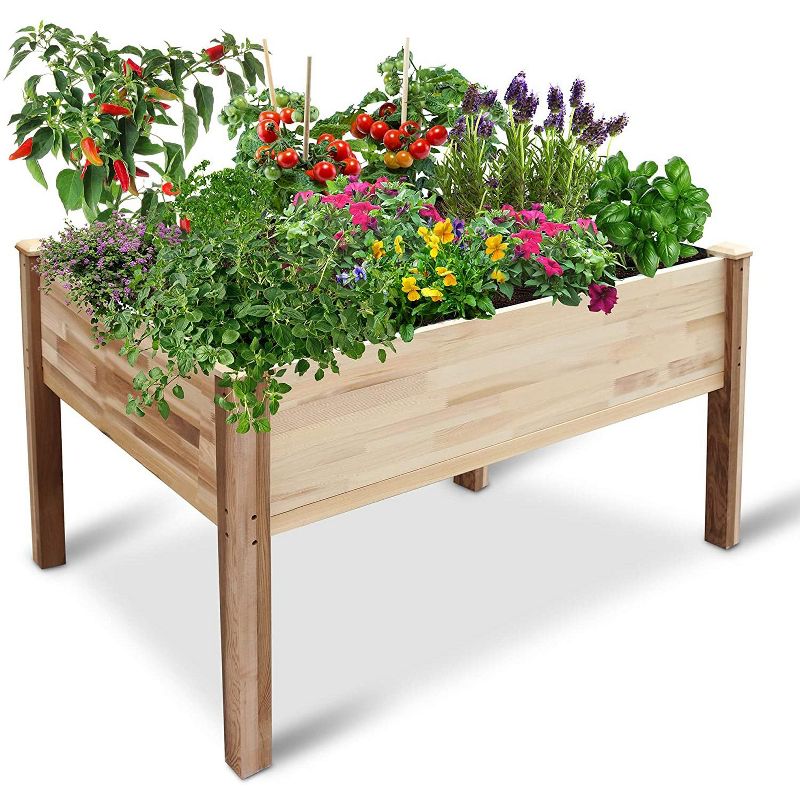 Jumbl Cedar Wood Raised Garden Bed & Herb Planter Box, 1 of 6