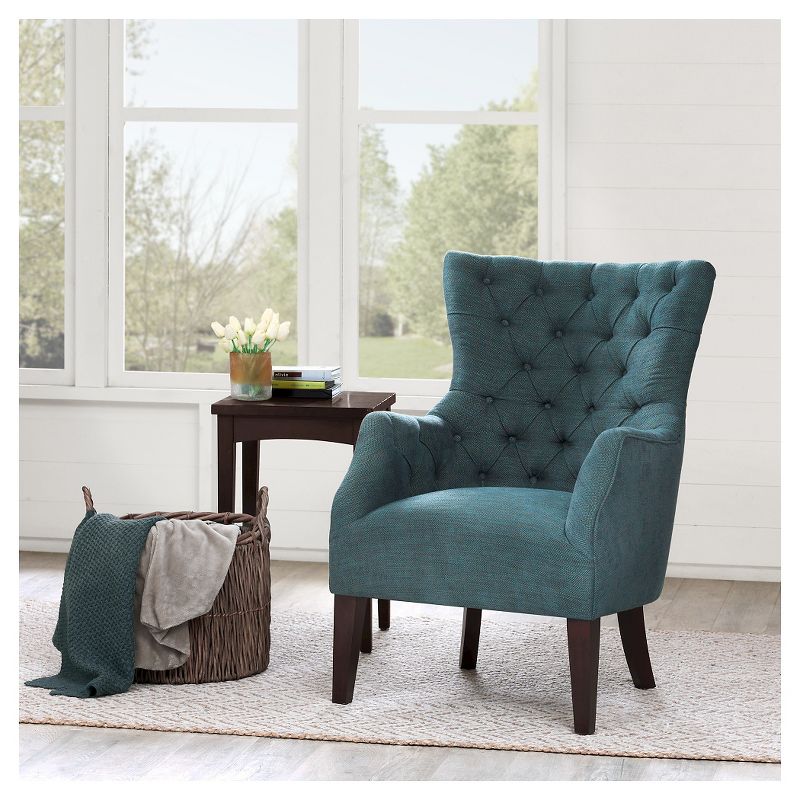 Lilith Button Tufted Wing Chair - Teal, 3 of 8