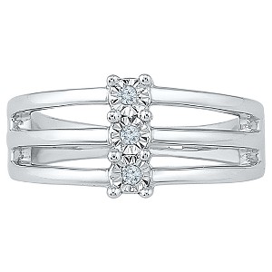 Diamond Accent Round White Diamond Three Stone Ring in Sterling Silver (I-J,I2-I3) (Size 7.00), Women