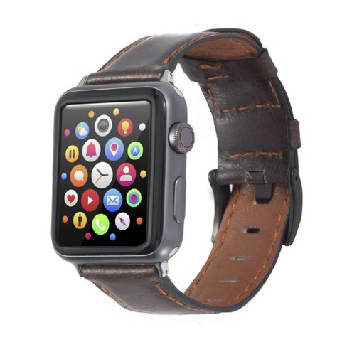 Insten Genuine Leather Band For Apple Watch 38mm 40mm All Series Se 6 5 4 3 2 1 Replacement Watchband Strap Coffee Brown With Black Buckle Target