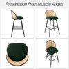 Bekrvio 29" Mid Century Modern Swivel Bar Stools Set of 2/3/4— w/Rattan Back, Boucle Upholstered & Metal Legs, Bar Chairs for Kitchen Counter - 4 of 4