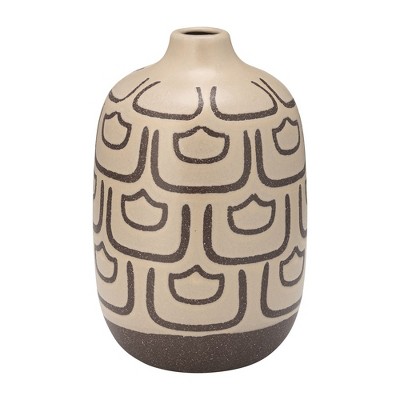 Sagebrook Home 10" Ceramic Vase - Contemporary Decorative Vase in with Creative Abstract Design Table Decor