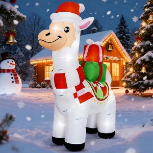 Joyfy 6 FT Christmas Inflatable Decoration, Blow Up Cute Llama Inflatable with Built-in LEDs for Christmas Party Indoor Outdoor Yard Garden Lawn Decor - 1 of 4
