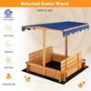 Safstar Kids Wooden Sandbox w/ Canopy & 2 Bench Seats Bottom Liner for Outdoor - 3 of 4