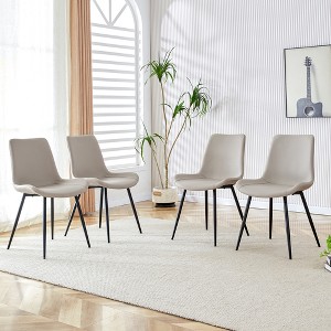 Vynxaria Light Gray Artificial Leather Dining Chairs Set of 4 - 1 of 4