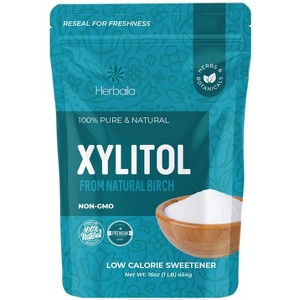 Herbaila Xylitol Sweetener, 1 lb – Natural Sugar Substitute, Keto-Friendly, Non-GMO, Gluten-Free, Low Glycemic, Resealable Bag - 1 of 4