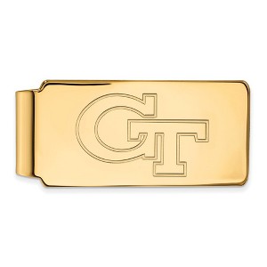 Black Bow Jewelry 14k Yellow Gold Plated Sterling Silver Georgia Tech Yellow Jackets NCAA Money Clip - 1 of 3