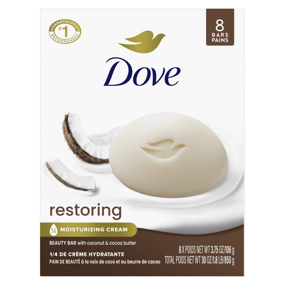 Photos - Soap / Hand Sanitiser Dove Beauty Restoring Coconut & Cocoa Butter Beauty Bar Soap – 8pk/3.75oz