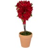 Northlight Wooden Mixed Floral Valentine's Day Artificial Potted Topiary - 14" - Red - 3 of 4