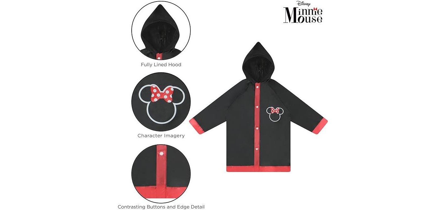 Disney Minnie Mouse Girl's Umbrella and Raincoat Set, Kids Ages 4-5 (red), цвет: Красный — фото 4