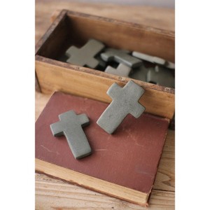 Set of Six Hand-Carved Stone Crosses – Gray Decorative Accents (MIN 2) by Kalalou - 1 of 3