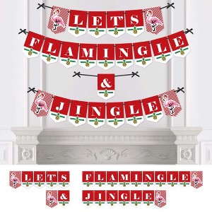 Big Dot of Happiness Flamingle Bells - Party Bunting Banner - Tropical Flamingo Christmas Party Decorations - Let's Flamingle and Jingle - 1 of 4