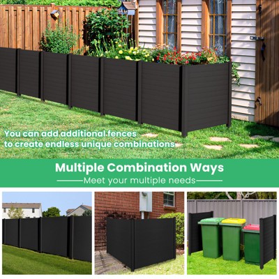 Black Vinyl Outdoor Privacy Fence Panels with Stakes