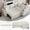 87.4" Pull-out Sleeper Sofa Bed, L-shape Sectional Sofa Couch Set with Wheels, USB Ports and Power Sockets-ModernLuxe - 4 of 4