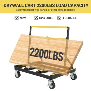 Heavy Duty Drywall Cart - 2200LB Capacity Folding Panel Dolly with Extendable Deck & Swivel Casters for Sheetrock, Plywood, Glass Transportation - 1 of 4