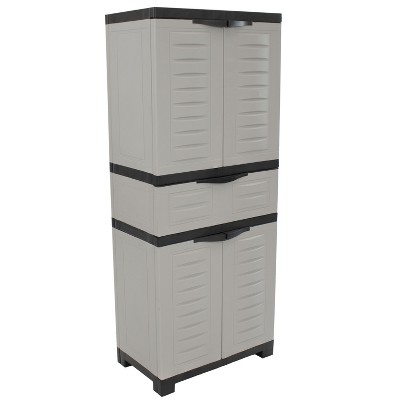 Sunnydaze Plastic Storage Cabinet With 2 Adjustable Shelves - Gray - 57 ...