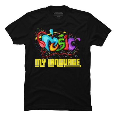 Men's Design By Humans Music is My Language By Shrooom T-Shirt