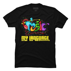 Men's Design By Humans Music is My Language By Shrooom T-Shirt - 1 of 2