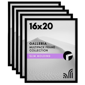 Americanflat 16x20 Picture Frame with Polished Plexiglass - Set of 5 - Galleria Collection - Picture Frames for Wall Display - Black - 1 of 4