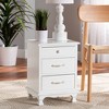 Baxton Studio Layton Wood 3 Drawer Nightstand White: Traditional Style, No Assembly, Spot Clean, Paulownia Frame - 2 of 4