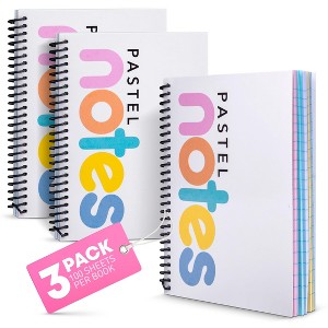 Manaloom 5" x 7" Spiral Notebooks – 3 Pack  – Pastel Notepads with Perforated Pages for Journaling, School, and Daily Notes - 1 of 4
