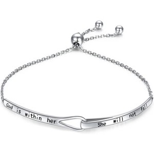 Adjustable Sterling Silver Infinity Bracelet - Engraved Inspirational Gift for Women - 1 of 4