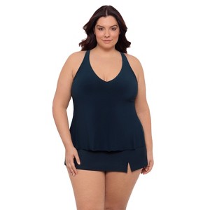 Aqua Green, Women's Ladder Trim Racerback Tankini - 1 of 3