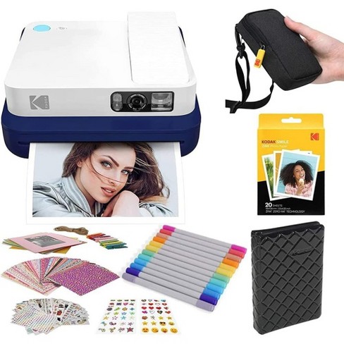 Kodak Printomatic Instant Camera Bundle W/Zink Paper 100-Pack & Case - Blue