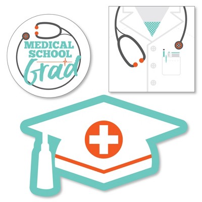 Big Dot of Happiness Medical School Grad - DIY Shaped Doctor Graduation Party Cut-Outs - 24 Count