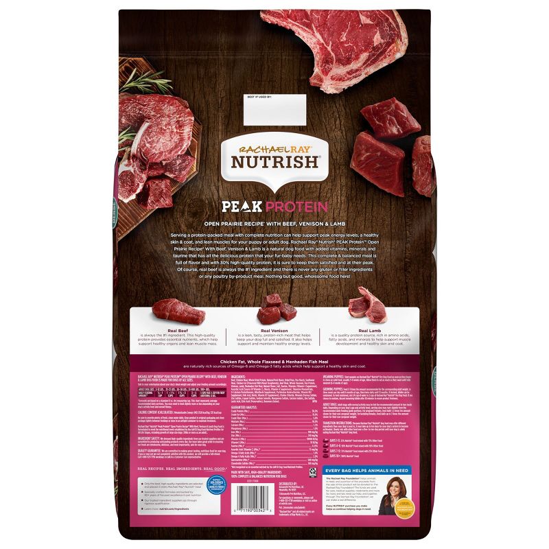 Rachael Ray Nutrish Peak Grain Free Open Range Recipe with Beef, Venison & Lamb Dry Dog Food, 3 of 8