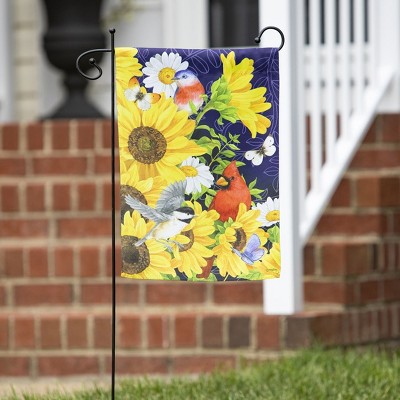Sunflower Glory Yellow Polyester Suede Garden Flag