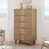 Coucheta Vintage Oak 5-Drawer Dresser – Tall Storage Unit with Gold Handles & Deep Drawers for Bedroom, Living Room, Entryway - 3 of 4