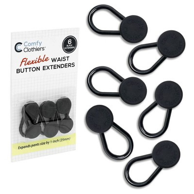 Comfy Clothiers Flexible Button Waist Extenders For Pants Shorts Skirts 6 pack Black Target