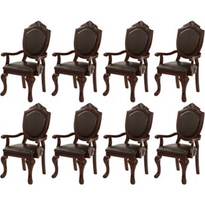ORRD Dining Chairs Set of 2 – Antique Leather Dining Chairs with Solid Wood Legs & Rivet Decor, for Kitchen, Bedroom, Living Room (Brown Armless) - 1 of 4