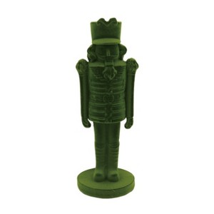 Transpac Resin Medium Flocked Green Nutcracker Figurine Christmas Decor Tabletop Decorative Objects Gift Giving and Hostess Gifts Spot or Wipe Clean - 1 of 1