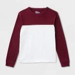 Boys' Adaptive Long Sleeve Thermal Shirt - Cat & Jack™ Burgundy/Cream