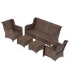 Outdoor 5 Pcs Furniture Set, Sectional Sofa Set with 5 Seaters, Sofas with Couch and Ottoman, Rattan Sofas with PE Cushions-Coolbibila - 3 of 4