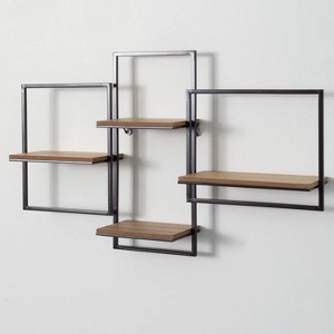 Sullivans Quadrate Open Wood Wall Shelf 20"H Black - 1 of 4