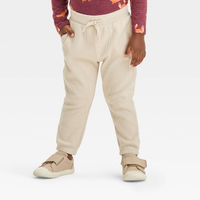 Image of Toddler Boys' Rib Knit Pull-On Jogger Pants - Cat & Jack™ Beige 12M