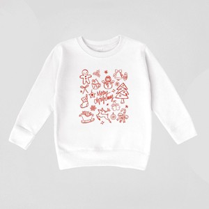 Merry Christmas Sketched Icons - Toddler Graphic Sweatshirt - 1 of 3