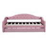 Twin Size Tufted Upholstered Daybed with Trundle, Velvet Sofabed with USB and Type-C Charging Ports, Beige/Gray/Pink-ModernLuxe - 4 of 4