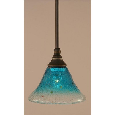 Toltec Lighting Any 1 - Light Pendant in  Dark Granite with 7" Teal Crystal Shade