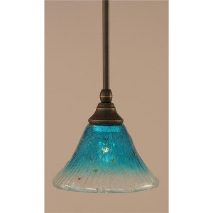 Toltec Lighting Any 1 - Light Pendant in  Dark Granite with 7" Teal Crystal Shade - 1 of 1