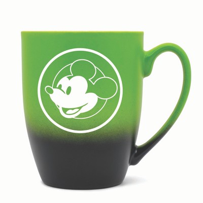 Elanze Designs Steamboat Willie Face Two Toned Ombre Matte 10 ounce New Bone China Coffee Tea Cup Mug, Green and Black