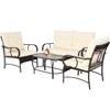 4 Piece Outdoor Patio Furniture Set, Wicker Conversation Set with Coffee Table, Modern Bistro Set with Cushion for Backyard Balcony Poolside - 2 of 4