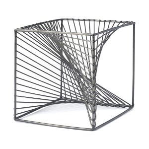 HomeRoots 8" Silver Metal Cube Tabletop Sculpture - 1 of 4