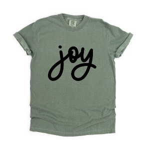 Simply Sage Market Women's Joy Bold Cursive Short Sleeve Garment Dyed Tee - 1 of 4