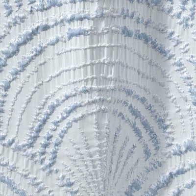 Blue Crinkled Jacquard Woven Shell Shower Curtain