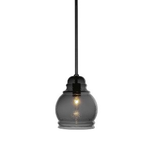 Toltec Lighting Palisade 1 - Light Pendant in  Matte Black with 7.5" Smoke Shade - 1 of 1